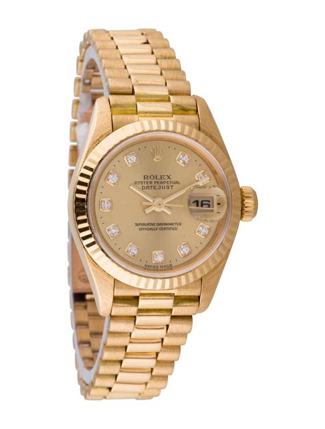 ladies rolex oyster perpetual datejust gold with diamonds|More.